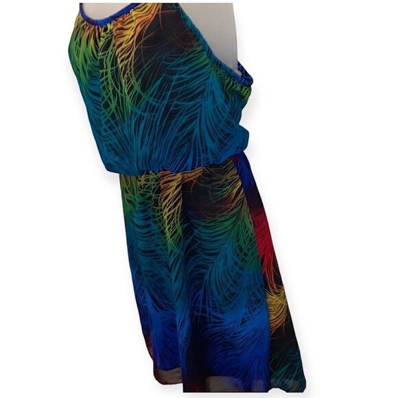Body Central Multi Colored Rainbow Zebra Dress Summer Party Club medium M NWT - Picture 3 of 5